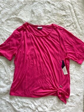 Women’s Short Sleeve Side-Tie Tee - Hot Pink